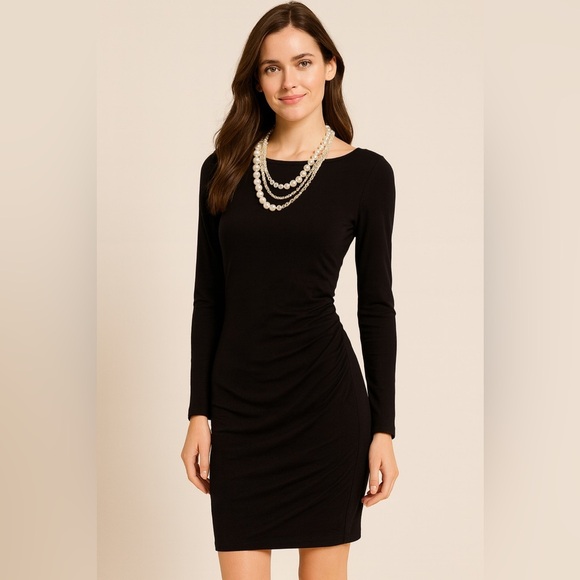 Express Black Long-Sleeve Ruched Mini Dress – Women’s XS - Picture 1 of 3